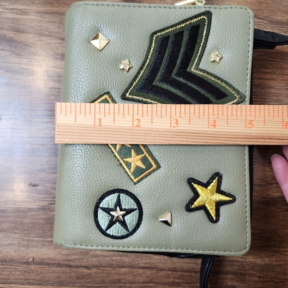 Steve Madden Olive Green & Black Military Style Crossbody Wallet Bag - Picture 12 of 13